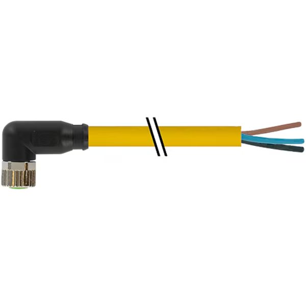 M8 female 90° with cable, PVC 3x0.25 ye UL/CSA 10m, Murr Elektronik, Mfr#: 7000-08081-0101000